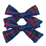 Lianfudai 2 PCS 4 inches Plaid Festive Accessories Tartan Bow Hair Clips Scottish Bow Barrettes for Kids Baby Girls