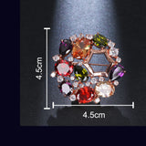 Lianfudai - Fascinating Design Different Geometry Shape Cubic Zircon Rose Gold Brooch For Women Elegant Jewelry In Wedding Party