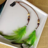 Lianfudai 2024 New Fashionable Boho Feather Headband Wig Beaded Feather Headdress Handmade Hair Clip Girl Hair Accessories High Quality