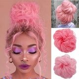 Lianfudai Synthetic Elastic Hair Scrunchie Chignon Donut Roller Bun Wig Curly Clip in Hair Ponytails Extensions Many colors