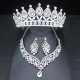 Lianfudai Luxury Crystal Wedding Bridal Jewelry Sets For Women Girl Tiara/Crown Earrings Necklace Pageant Prom Jewelry Accessories