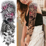 Lianfudai Sexy Full Arm Temporary Tattoos Sticker For Women Men Adult Gun Nun Vines Realistic Fake Tattoo Sleeves Large Tatoos Paste