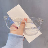 Lianfudai Transparent Computer Glasses Frame Women Men Anti Blue Light Round Eyewear Blocking Glasses Optical Spectacle Eyeglass