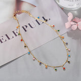 Lianfudai Fashion Simple Candy Color Tassel Necklace for Women Aesthetic All-match Pendant Jewelry Choker Neck Accessories Gift Chain