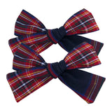 Lianfudai 2 PCS 4 inches Plaid Festive Accessories Tartan Bow Hair Clips Scottish Bow Barrettes for Kids Baby Girls