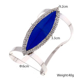 Lianfudai Fashion Metal Rhinestone Bangles Women Trendy Resin Crystal Bracelet Smooth Wide Opening Adjustable Bangle  New