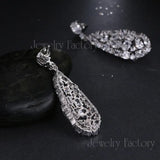 Lianfudai - Luxury Bride Wedding Earrings Amazing AAA Cubic Zirconia White Gold Color Crystal Jewelry Party Gift