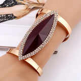 Lianfudai Fashion Metal Rhinestone Bangles Women Trendy Resin Crystal Bracelet Smooth Wide Opening Adjustable Bangle  New