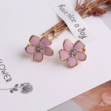 Lianfudai Korea Style Flower Shape Enamel Clip on Earrings Without Piercing for Girls Party Cute Lovely No Hole Ear Clip jewelry