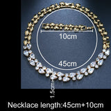 Lianfudai - Stunning Big Carat Round CZ Crystal Necklace Luxury Bridal Party Jewelry For Wedding Evening