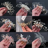 Lianfudai Bridal Hair Accessories Crystal Peals Hair Combs Wedding Hair Clips Accessories Jewelry Handmade Women Hair Ornaments Headpieces