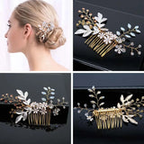 Lianfudai Bridal Hair Accessories Crystal Peals Hair Combs Wedding Hair Clips Accessories Jewelry Handmade Women Hair Ornaments Headpieces