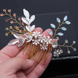 Lianfudai Bridal Hair Accessories Crystal Peals Hair Combs Wedding Hair Clips Accessories Jewelry Handmade Women Hair Ornaments Headpieces