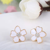 Lianfudai Korea Style Flower Shape Enamel Clip on Earrings Without Piercing for Girls Party Cute Lovely No Hole Ear Clip jewelry