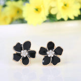 Lianfudai Korea Style Flower Shape Enamel Clip on Earrings Without Piercing for Girls Party Cute Lovely No Hole Ear Clip jewelry