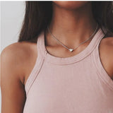 Lianfudai New Golden Silver Color Small Heart Necklaces Bijoux For Women Collars Fashion Jewelry Collarbone Pendant Necklace NA219