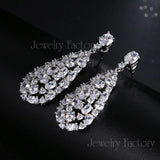 Lianfudai - Luxury Bride Wedding Earrings Amazing AAA Cubic Zirconia White Gold Color Crystal Jewelry Party Gift