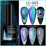 Lianfudai  7ML 2 IN 1 Water Light Cat Magnetic Top Coat Sparkling Glass Bead Magnetic Gel Nail Polish Semi Permanent UV Gel Polish