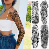 Lianfudai Sexy Full Arm Temporary Tattoos Sticker For Women Men Adult Gun Nun Vines Realistic Fake Tattoo Sleeves Large Tatoos Paste