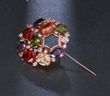 Lianfudai - Fascinating Design Different Geometry Shape Cubic Zircon Rose Gold Brooch For Women Elegant Jewelry In Wedding Party