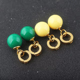 Lianfudai Potara earrings Cosplay Charm Earrings Yellow And Green Round Eardrop Earrings Jewelry For Women Girls Lovely Gift