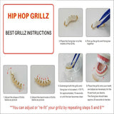 Lianfudai Graduation Gift Back to School New Hip Hop Gold Teeth Grillz Top Crystal Grills Dental Mouth Punk Teeth Caps Cosplay Party Tooth Rapper Funny Jewelry Gift