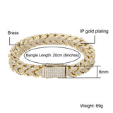 Lianfudai Hip Hop 8MM Full Iced Out Heavy Franco Chain Copper AAA+ Cubic Zirconia Stones Bracelet For Women Men Jewelry