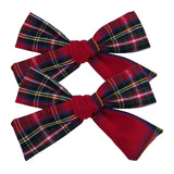 Lianfudai 2 PCS 4 inches Plaid Festive Accessories Tartan Bow Hair Clips Scottish Bow Barrettes for Kids Baby Girls