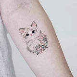 Lianfudai Tatoo Waterproof Cat Japanese Cute Pet Arm Semi Permanent Tattoo Cat Animal Funny Tattoo Sticker Temporary Tattoos for Men Women