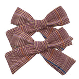 Lianfudai 2 PCS 4 inches Plaid Festive Accessories Tartan Bow Hair Clips Scottish Bow Barrettes for Kids Baby Girls