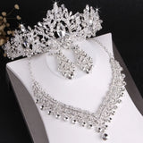 Lianfudai Baroque Luxury Crystal Beads Bridal Jewelry Sets Rhinestone Tiaras Crown Necklace Earrings Set Wedding African Hair Jewelry Set