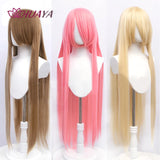 Lianfudai Cosplay Wig 100cm Long Straight Synthetic Wigs for Women Heat Resistance Hair Blonde Green Yellow Pink Anime Costume Wigs