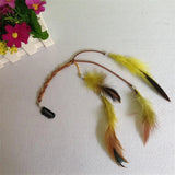 Lianfudai 2024 New Fashionable Boho Feather Headband Wig Beaded Feather Headdress Handmade Hair Clip Girl Hair Accessories High Quality