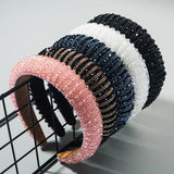 Lianfudai Luxury Full Diamond Hand-woven Beaded Headband Fashion Hair Accessories Female Baroque Sponge Headband Hair Hoop Headwear Woman