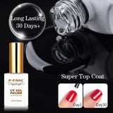 Lianfudai Top Coat- 15ML No Wipe Top Coat Gel Nail Polish High Gloss Shine Finish Long Lasting Home DIY Professional Manicure