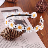 Lianfudai Boho Chic Daisy Girls Headbands Women Solid Embroidery Flower Hair Bands Kids Candy Chrysanthemum Headwear Hair Accessories