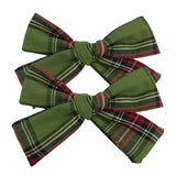 Lianfudai 2 PCS 4 inches Plaid Festive Accessories Tartan Bow Hair Clips Scottish Bow Barrettes for Kids Baby Girls