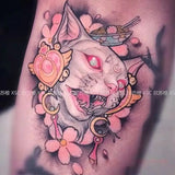 Lianfudai Tatoo Waterproof Cat Japanese Cute Pet Arm Semi Permanent Tattoo Cat Animal Funny Tattoo Sticker Temporary Tattoos for Men Women