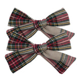 Lianfudai 2 PCS 4 inches Plaid Festive Accessories Tartan Bow Hair Clips Scottish Bow Barrettes for Kids Baby Girls