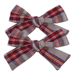 Lianfudai 2 PCS 4 inches Plaid Festive Accessories Tartan Bow Hair Clips Scottish Bow Barrettes for Kids Baby Girls