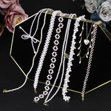 Lianfudai Pearl Chain Choker Necklace For Women Collar Goth Necklaces Jewellery Christmas Party Girl Halloween New Chocker