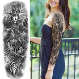 Lianfudai Sexy Full Arm Temporary Tattoos Sticker For Women Men Adult Gun Nun Vines Realistic Fake Tattoo Sleeves Large Tatoos Paste