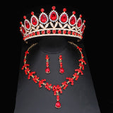 Lianfudai Luxury Crystal Wedding Bridal Jewelry Sets For Women Girl Tiara/Crown Earrings Necklace Pageant Prom Jewelry Accessories