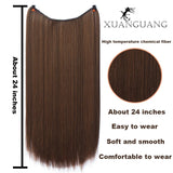 Lianfudai Synthetic 24inch Invisible Hair Wire Without No Clip Hair Extension Fishing Line Wig Wavy Hair Female False Hair Piece