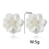 Lianfudai Sexy Woman Black Flower Earrings Party Club Accessories Ear Stud Earrings Fashion Jewelry Korean Pearl Earrings Moda Mujer 2024