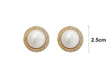 Lianfudai Fashion Jewelry White Imitation Pearl Earrings big Round 2.5CM Pearl Studs Earrings Statement Earrings for female