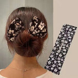 Lianfudai New Fashion Bun Hair Bands Women Summer Knotted Wire Headband Print Hairpin Braider Maker Easy To Use DIY Hair Accessories