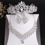 Lianfudai Baroque Luxury Crystal Beads Bridal Jewelry Sets Rhinestone Tiaras Crown Necklace Earrings Set Wedding African Hair Jewelry Set