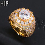 Lianfudai Hip Hop Bling Iced Out Baguette Big Clustered Band Cubic Zircon Rings Tready Copper Zirconia Ring For Men Jewelry