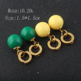 Lianfudai Potara earrings Cosplay Charm Earrings Yellow And Green Round Eardrop Earrings Jewelry For Women Girls Lovely Gift